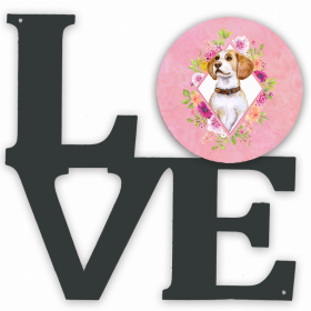 Beagle Flowers Design Metal Wall Artwork LOVE