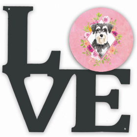 Schnauzer #2 Flowers Design Metal Wall Artwork LOVE