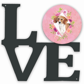 Beagle 1 Flowers Design Metal Wall Artwork LOVE