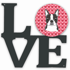 Boston Terrier XOXO Hearts Metal Wall Artwork LOVE