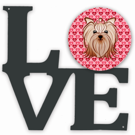 Yorkshire Terrier Style #1 XOXO Hearts Metal Wall Artwork LOVE