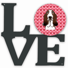 Basset Hound XOXO Hearts Metal Wall Artwork LOVE