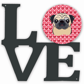 Pug Style #1 XOXO Hearts Metal Wall Artwork LOVE