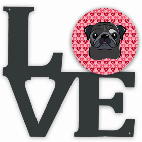 Pug Style #2 XOXO Hearts Metal Wall Artwork LOVE