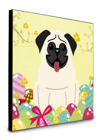 Pug - Cream - Easter Eggs Wall Panel