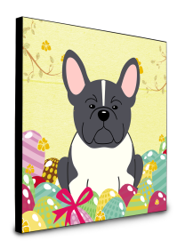 French Bulldog - Black and White - Easter Eggs Wall Panel