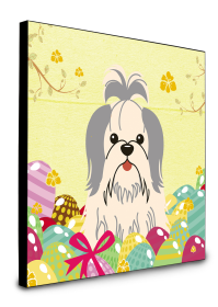 Shih Tzu - Silver and White - Easter Eggs Wall Panel