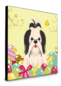 Shih Tzu - Black and White - Easter Eggs Wall Panel