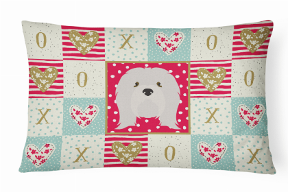 Lhasa Apso Art Love Canvas Fabric Decorative Pillow