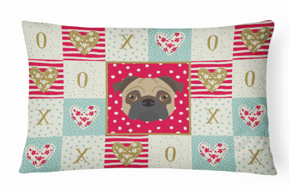 Pug Art Love Canvas Fabric Decorative Pillow