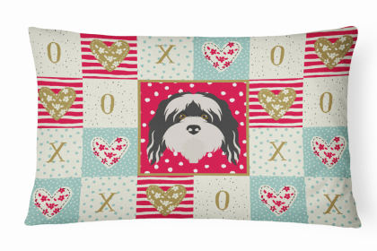 Tibetan Terrier Art Love Canvas Fabric Decorative Pillow