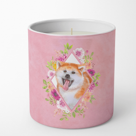 Akita Pink Flowers 10 oz Decorative Soy Candle