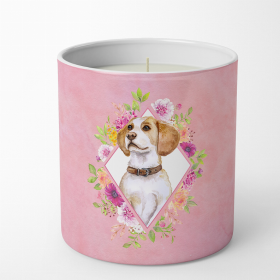 Beagle Pink Flowers 10 oz Decorative Soy Candle