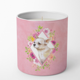 Chihuahua #2 Pink Flowers 10 oz Decorative Soy Candle