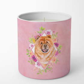 Chow Chow #1 Pink Flowers 10 oz Flowers Decorative Soy Candle