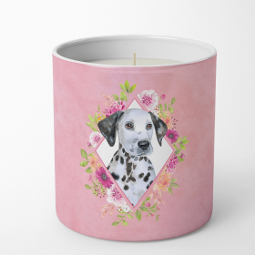 Dalmatian - Puppy Pink Flowers Dog 10 oz Decorative Soy Candle