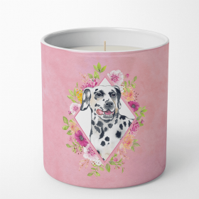 Dalmatian Pink Flowers 10 oz Decorative Soy Candle