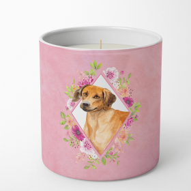 Rhodesian Ridgeback Pink Flowers 10 oz Decorative Soy Candle