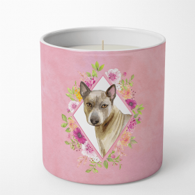 Thai Ridgeback Pink Flowers 10 oz Decorative Soy Candle