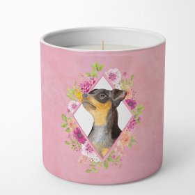 Min Pin - Black Pink Flowers 10 oz Decorative Soy Candle