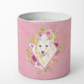 Collie - White Pink Flowers 10 oz Decorative Soy Candle