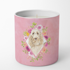 Spinone Italiano Pink Flowers 10 oz Decorative Soy Candle