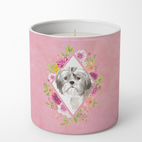 Shih Tzu - Puppy Pink Flowers 10 oz Decorative Soy Candle