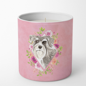 Schnauzer #1 Pink Flowers 10 oz Decorative Soy Candle