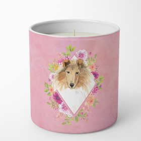 Collie Pink Flowers 10 oz Decorative Soy Candle