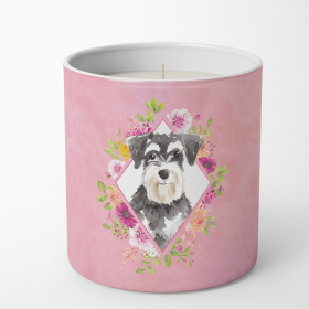 Schnauzer #2 Pink Flowers 10 oz Decorative Soy Candle