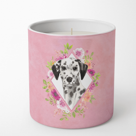 Dalmatian 1 Pink Flowers 10 oz Decorative Soy Candle