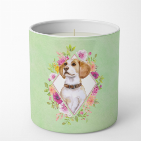 Beagle Green Flowers 10 oz Decorative Soy Candle