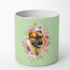 Mastiff - Boerboel Green Flowers 10 oz Decorative Soy Candle