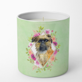 Brussels Griffon Green Flowers 10 oz Decorative Soy Candle