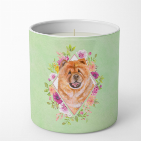 Chow Chow #1 Green Flowers 10 oz Decorative Soy Candle