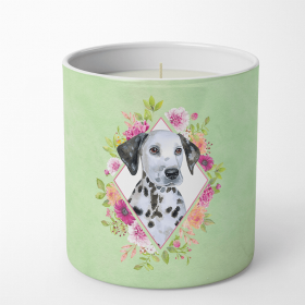 Dalmatian - Puppy Green Flowers 10 oz Decorative Soy Candle