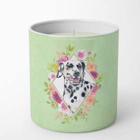 Dalmatian Green Flowers 10 oz Decorative Soy Candle