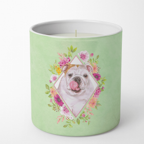 Bulldog Green Flowers 10 oz Flowers Decorative Soy Candle