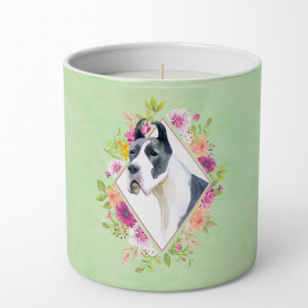 Great Dane Green Flowers 10 oz Decorative Soy Candle