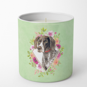 German Shorthaired Pointer Green Flowers 10 oz Decorative Soy Candle