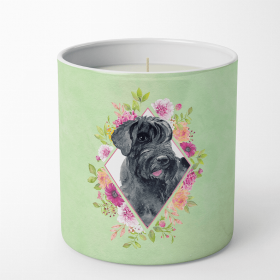 Schnauzer Green Flowers 10 oz Decorative Soy Candle