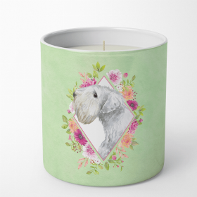 Sealyham Terrier Green Flowers 10 oz Decorative Soy Candle