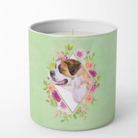 Saint Bernard #1 Green Flowers 10 oz Decorative Soy Candle