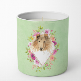 Collie Green Flowers 10 oz Decorative Soy Candle