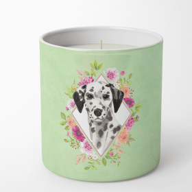 Dalmatian 1 Green Flowers 10 oz Decorative Soy Candle