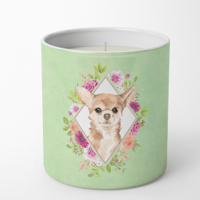 Chihuahua Green Flowers 10 oz Decorative Soy Candle