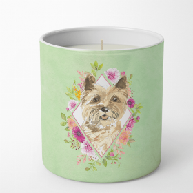 Cairn Terrier Green Flowers 10 oz Decorative Soy Candle