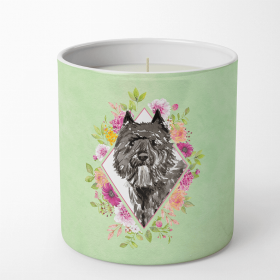 Bouvier des Flandres Green Flowers 10 oz Decorative Soy Candle