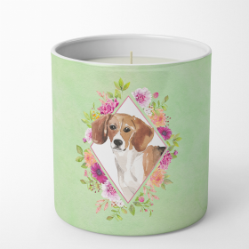 Beagle 1 Green Flowers 10 oz Decorative Soy Candle