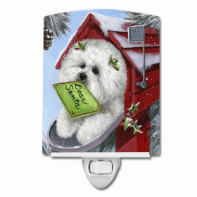 Bichon Frise Santa's List Christmas Ceramic Night Light